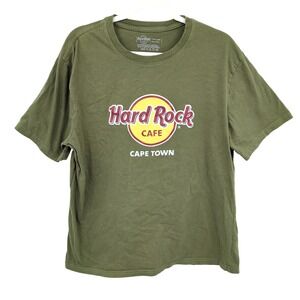 Hard Rock Cafe Cape Town Tee Olive Green Logo Graphic South Africa XL